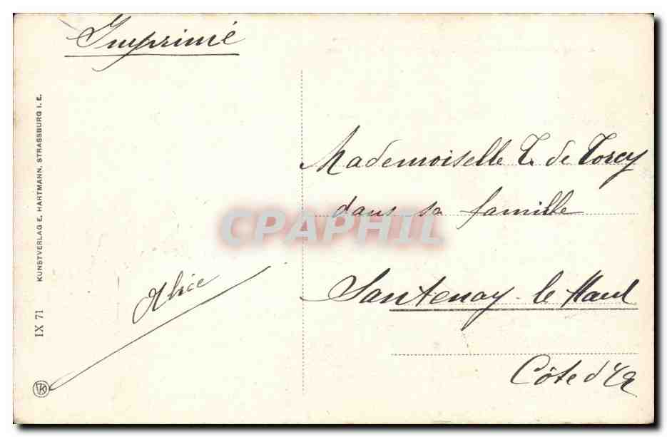 Strasbourg — Église protestante de la Garnison et la Cathédrale — Kunstverlag E. Hartmann, n° 71 — Verso