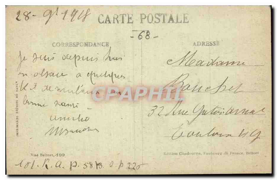 Église de Gildwiller, bombardée par les Allemands — En Alsace — Édition Chadorne, Faubourg de France, Bellort — Reverso