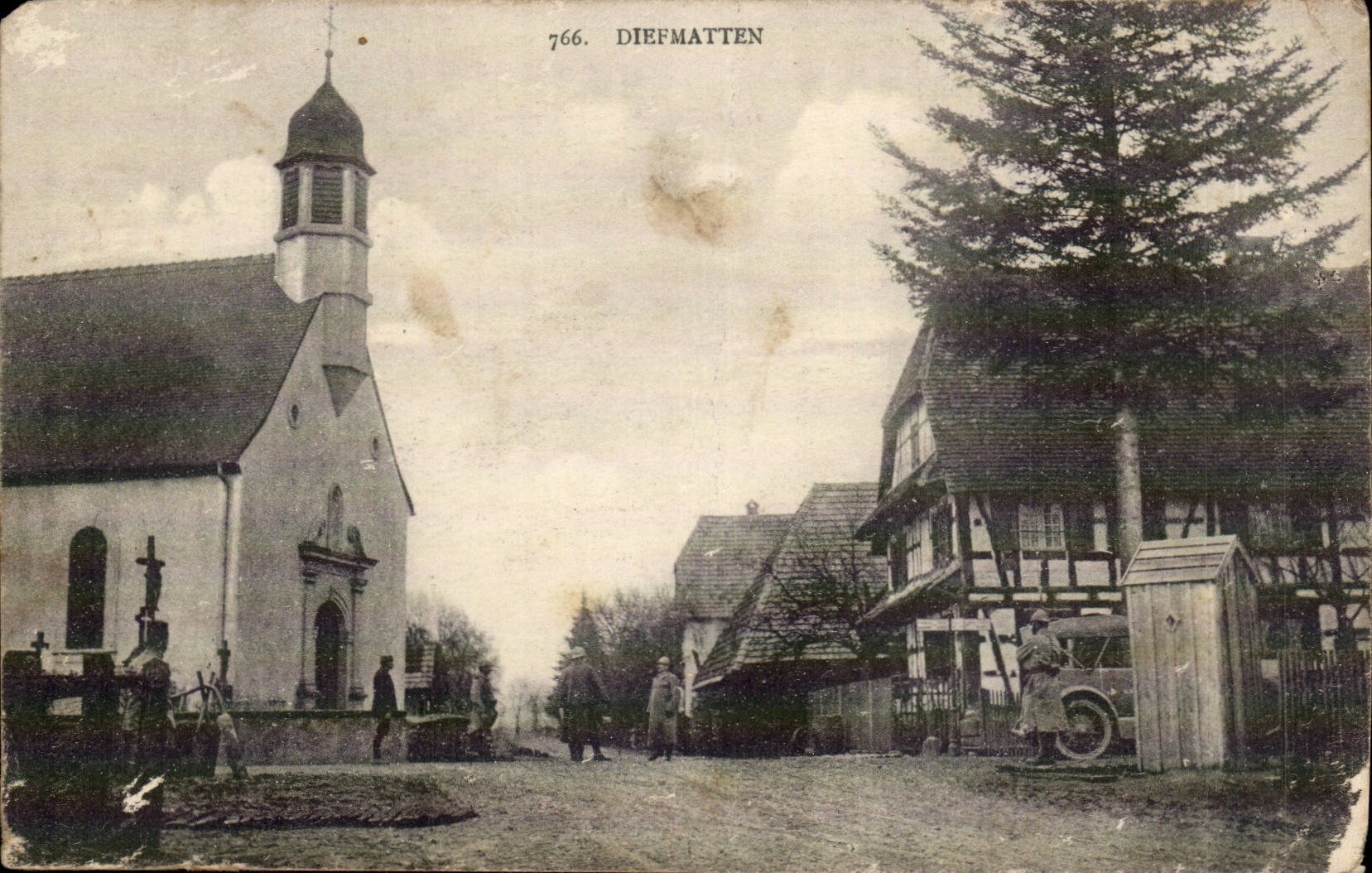 Diefmatten — église et maison à colombages — éditeur inconnu, n° 766