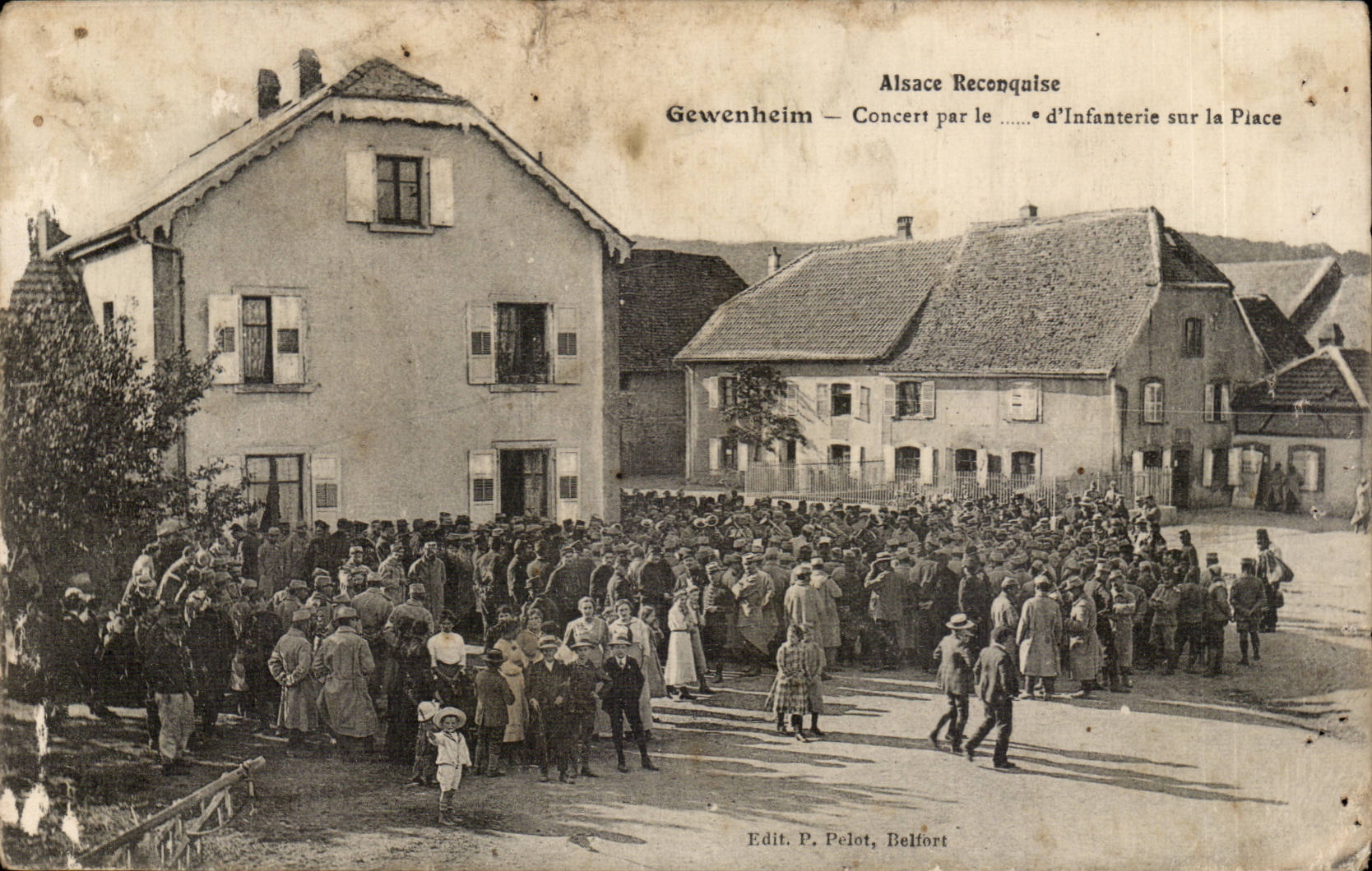 Gewenheim — Concert par le ...° d'Infanterie sur la Place — Edit. P. Pelot, Belfort
