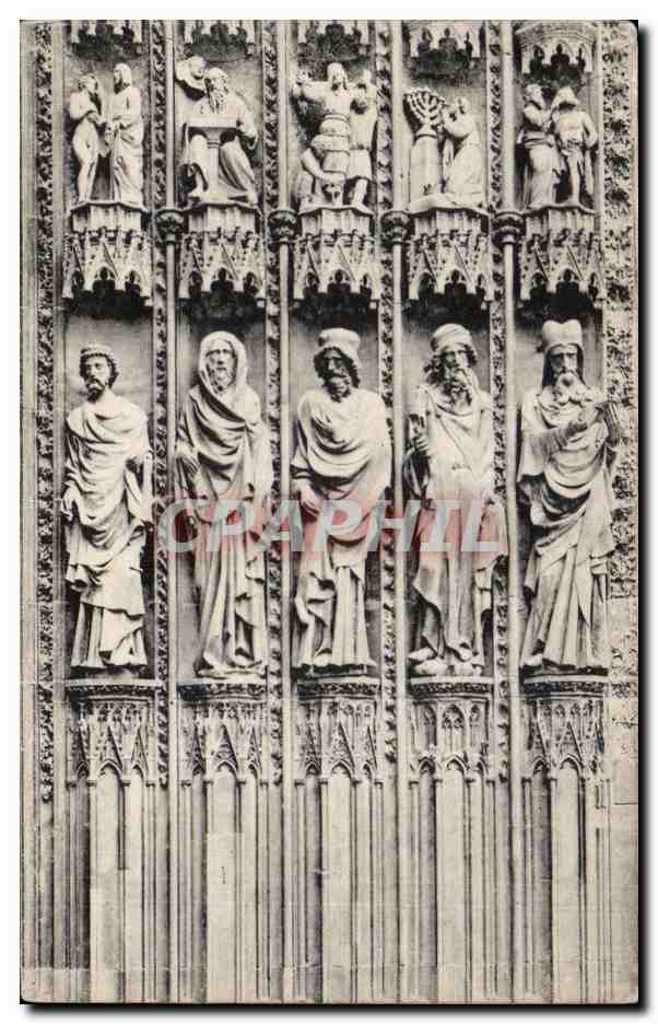 Strasbourg cPA Statues du grand portail (cote sud)