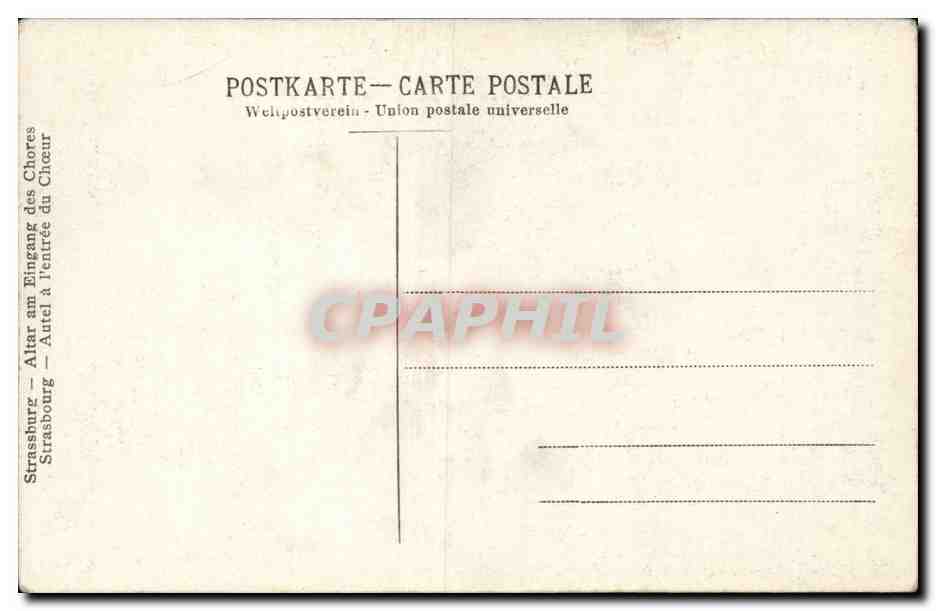 Strasbourg — Altar à l'entrée du chœur — Union postale universelle — Verso
