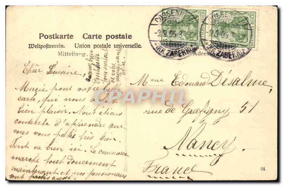 Femme en costume alsacien — Elsässerin — éditeur non identifié, n° de série 4 — Verso