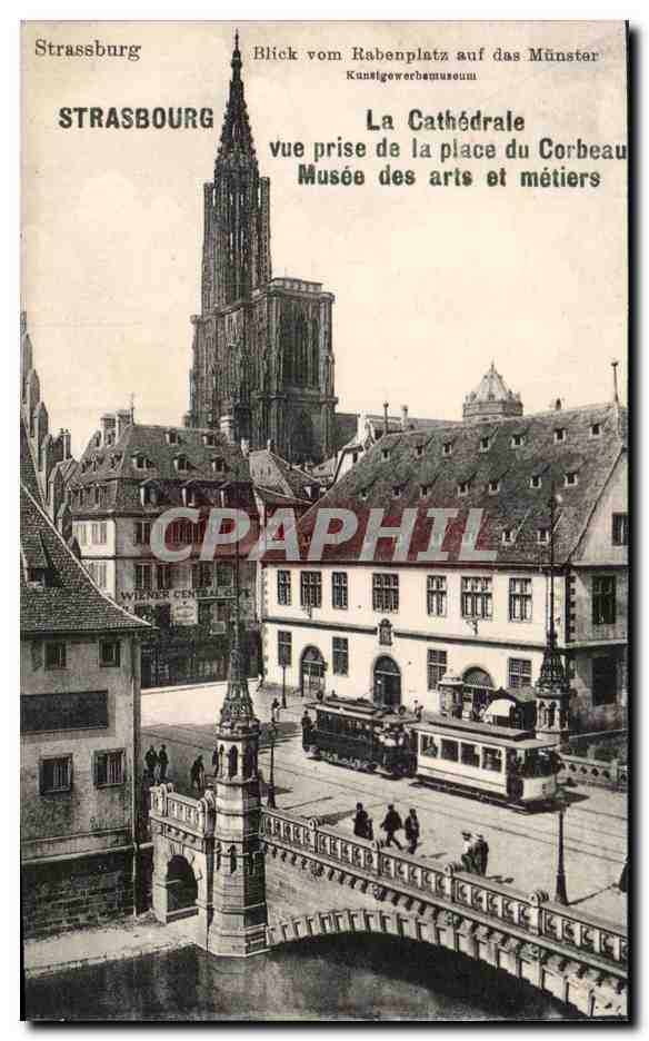 Stasbourg - Strassburg - La cathedrale - Vue prise de la place du Corbeau - CPA 