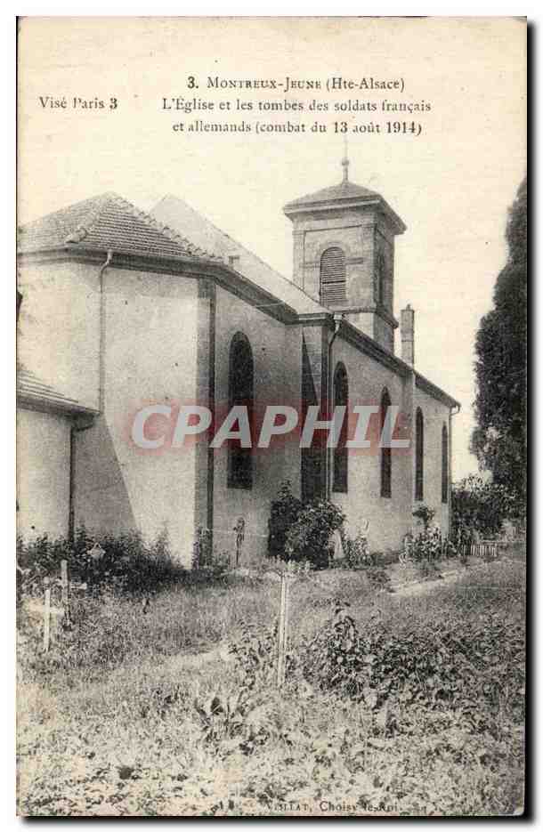 Montreux-Jeune (Hte-Alsace) — L'Église et les tombes des soldats français et allemands (combat du 13 août 1914) — Visé Paris 3