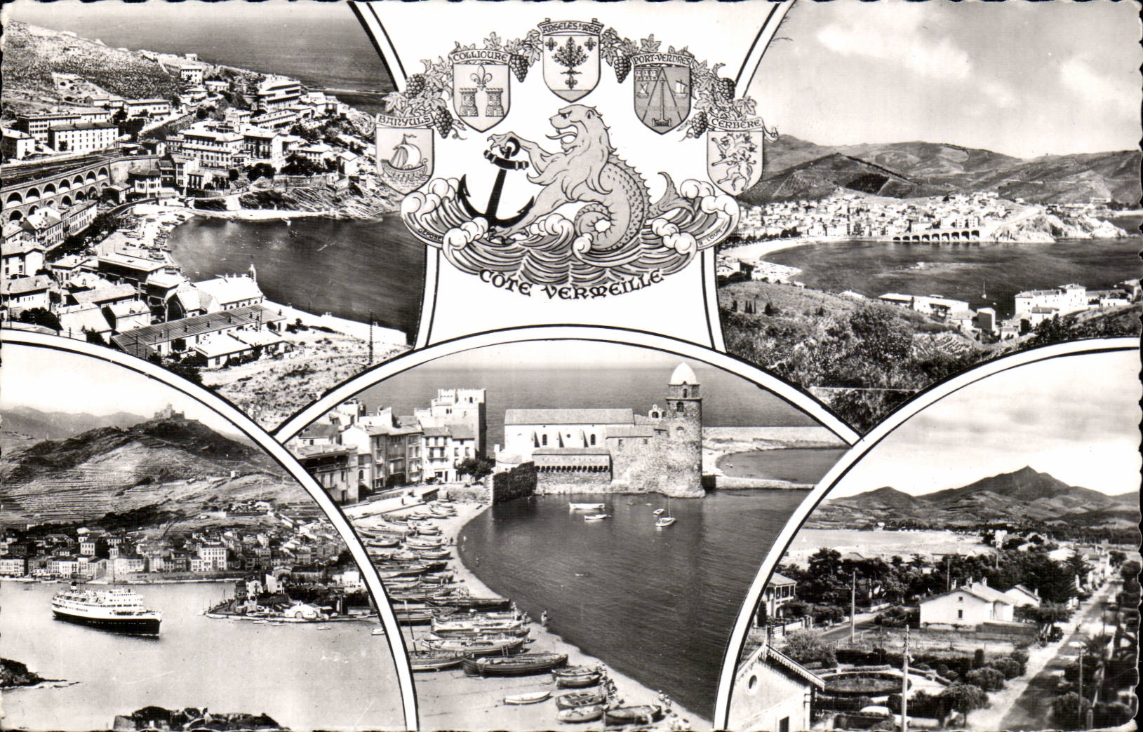 Cote Vermeille - Souvenir - Lion - Ancre CPA 