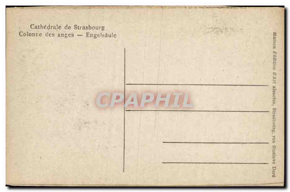 Strasbourg - Strassburg - La Cathedrale - Colonne des Anges - Engelsaeule - CPA  — Verso
