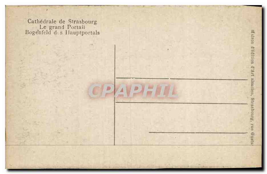 Strasbourg - Strassburg - La Cathedrale - Le Grand Portail - Bogenfeld des Hauptportals - CPA  — Verso