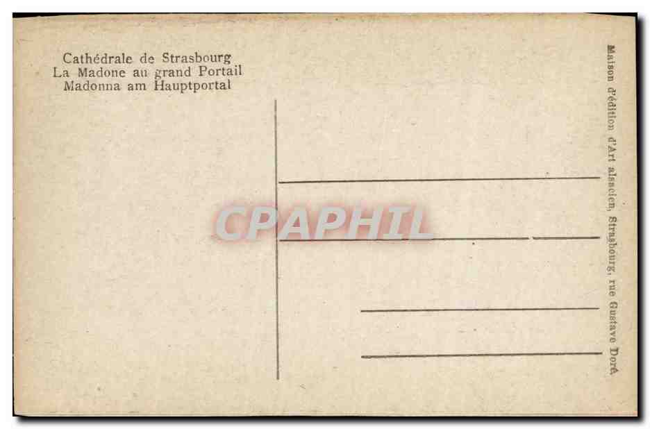Strasbourg - Strassburg - La Cathedrale - La Madone au grand Portail - CPA  — Verso