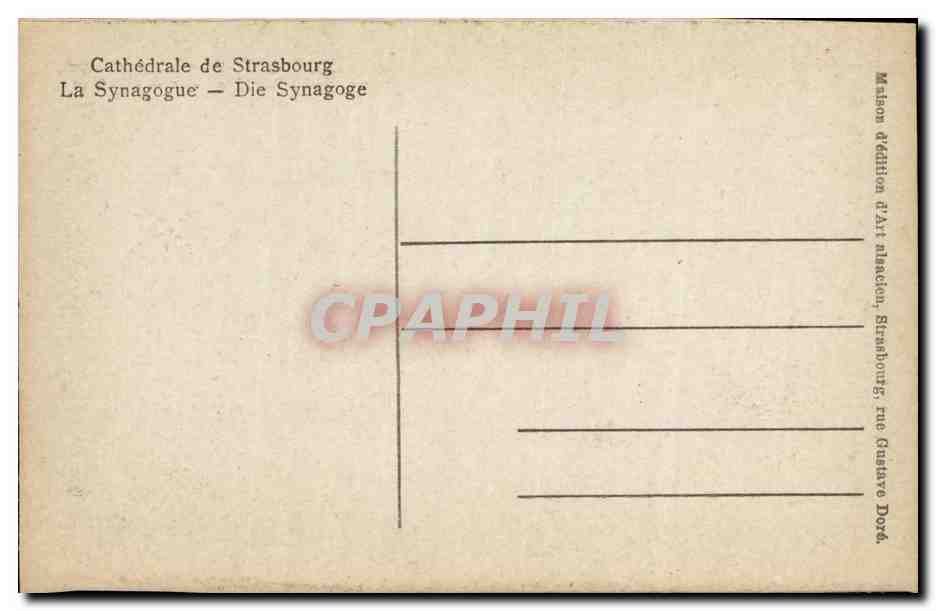 Strasbourg - Strassburg - La Synagogue - Synagoge - Judaica - Juif - CPA  — Verso