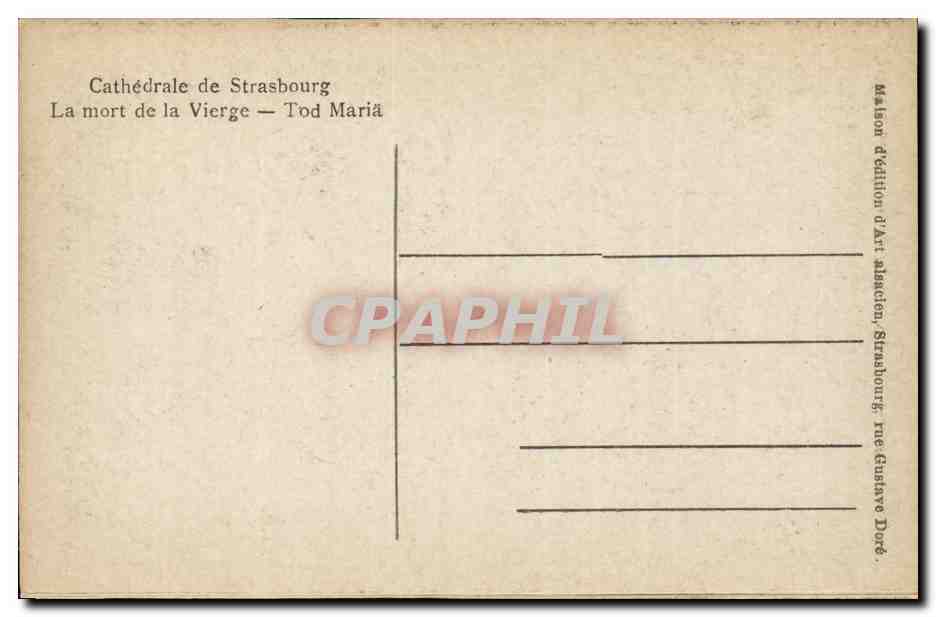 Strasbourg - Strassburg - La Cathedrale - La Mort de la Vierge - Tod Maria - CPA  — Verso