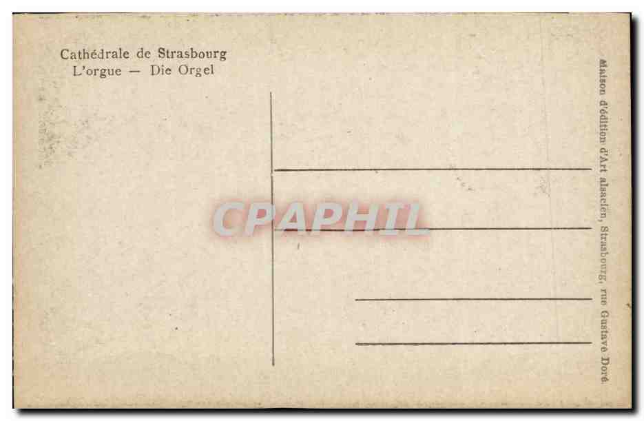 Strasbourg - Strassburg - La Cathedrale - L' Orgue - Orgel - organ - musique - Musik - CPA  — Verso