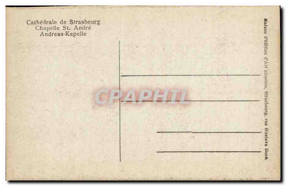 Strasbourg - Strassburg - La Cathedrale - Chapelle Andre Andreaskapelle - CPA  — Verso