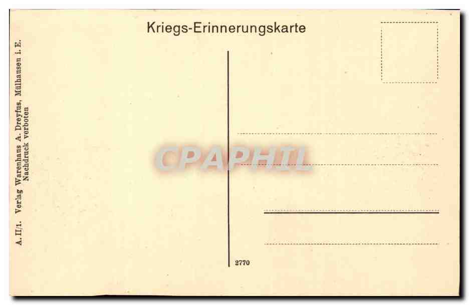 Frühling an der Vogesenfront — Frühling-Postkarte aus der Elsass — herausgegeben von A. II. A. Dreyfus, Milhausen — Rückseite