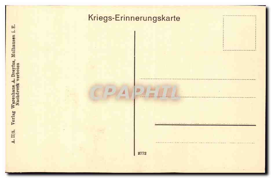Destructions à Burtzweiler près de Mühlhausen i. Els — Kriegs-Erinnerungskarte n°2772 — Reverso