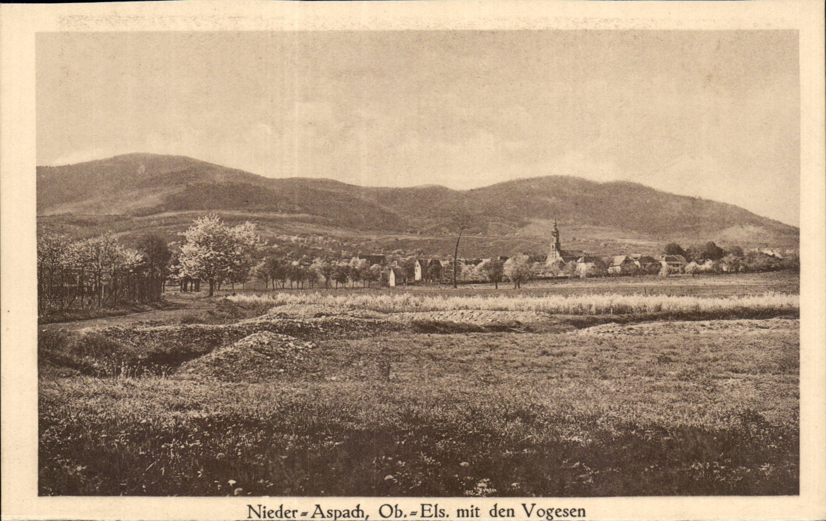 Nieder-Aspach, Ob.-Els. mit den Vogesen — carte postale de paysage
