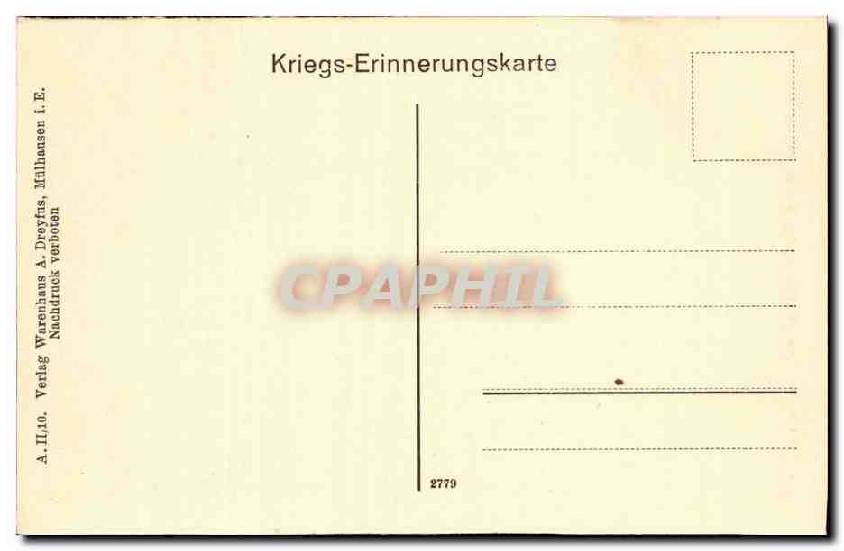 Intérieur de l'église détruite de Schweighausen i. Ob. Els. — Édition A. Dreyfns, n° 2779 — Rückseite