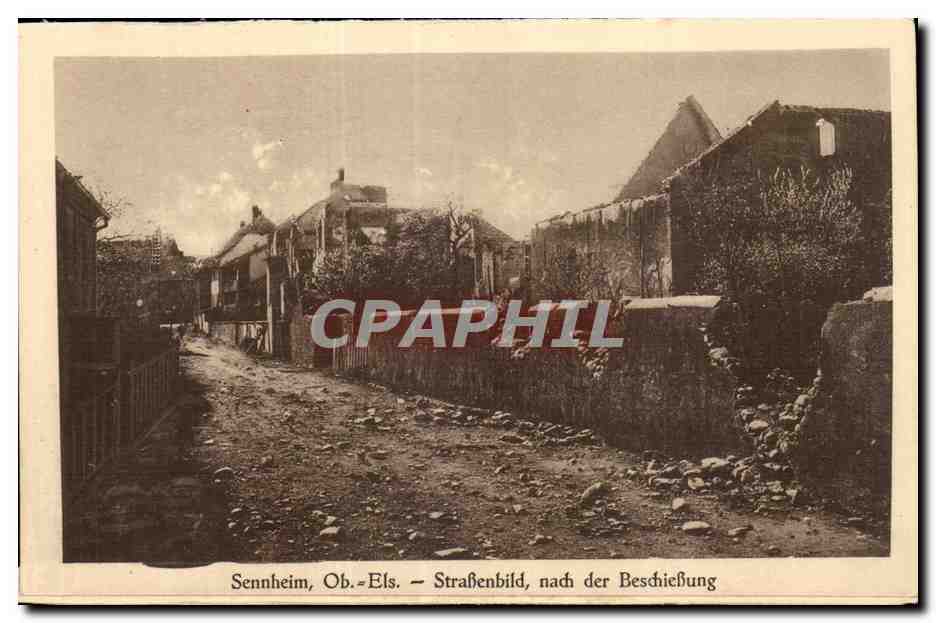 Sennheim, Ob.-Els. — Straßenbild nach der Beschießung — Verlag A. Dreyfus