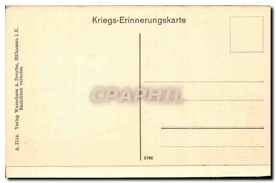 Sennheim, Ob.-Els. — Straßenbild nach der Beschießung — Verlag A. Dreyfus — Reverso