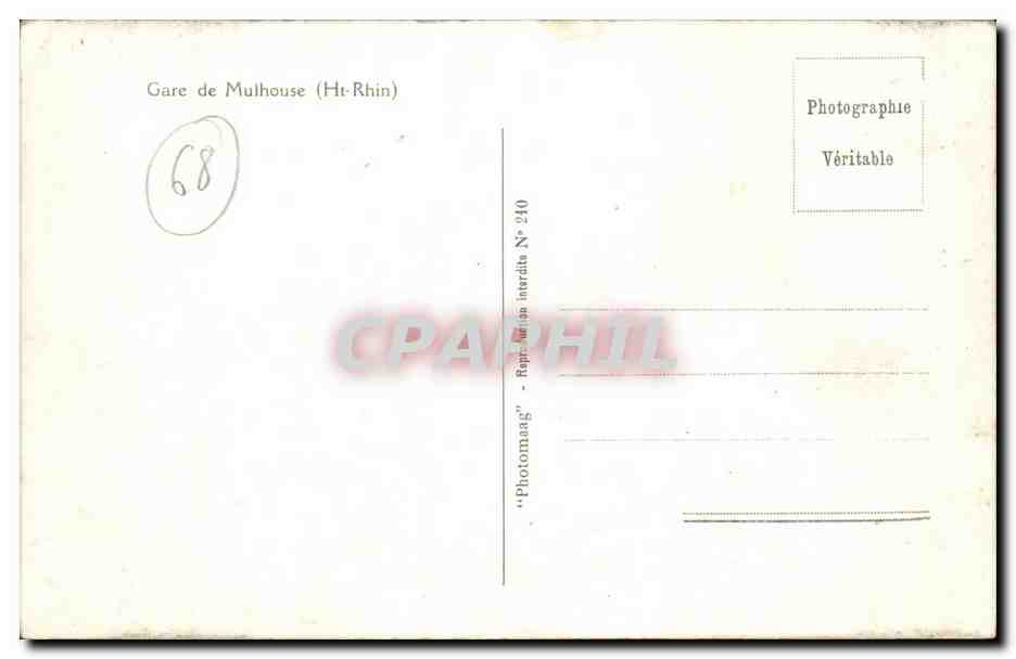 Muhouse - La Gare CPA  — Rückseite