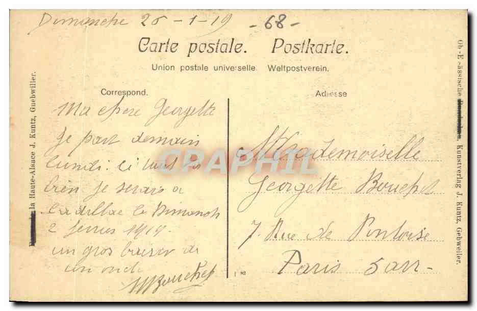 Guebwiller - Gebweiler - Inneres der St Leodegariuskirsche CPA  — Rückseite