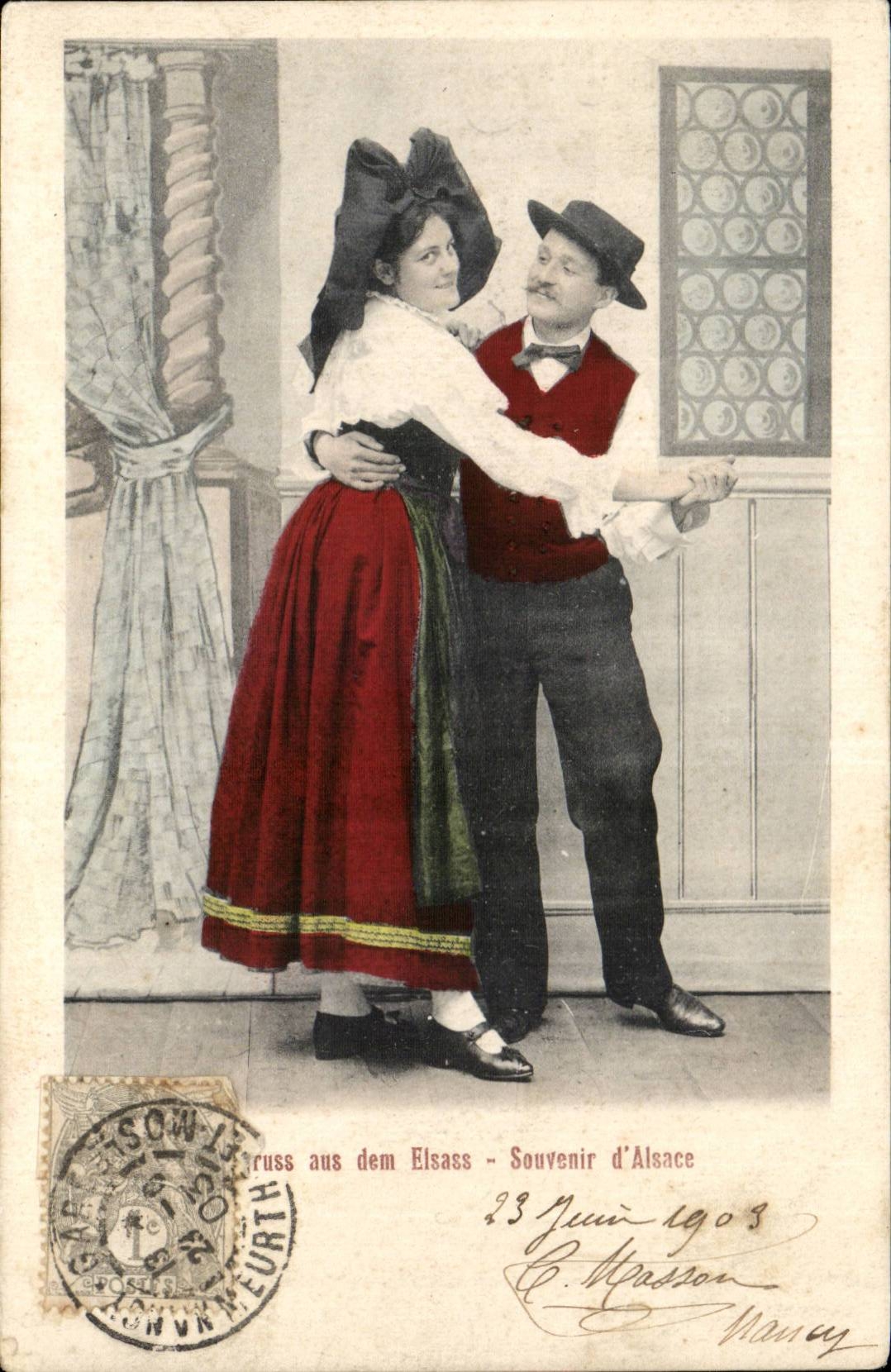 Danseurs alsaciens — Souvenir d'Alsace — Éditeur : Verlag Hermann Buech, Strasbourg