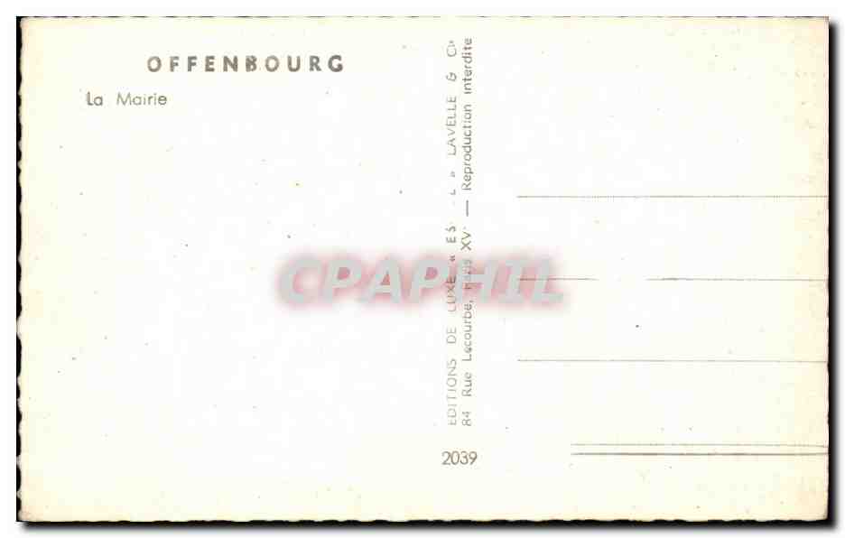 Allemagne - Deutchland - Offenburg - Offenborg - La Mairie - CPA  — Rückseite