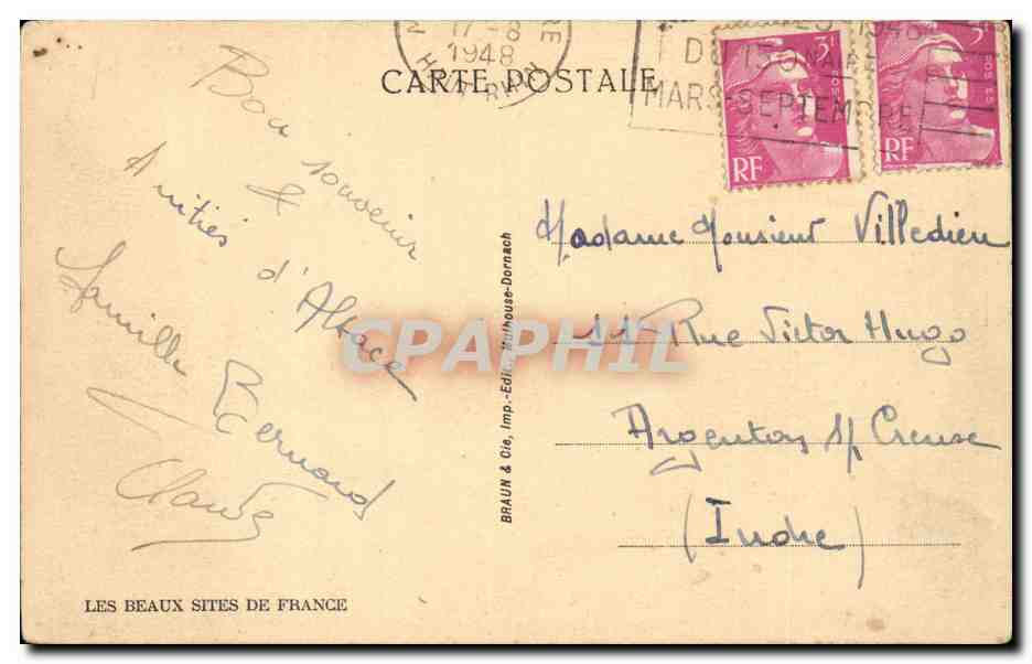 Ballon d'Alsace (Alt. 1256 m.) — Vue sur le Chalet Bonaparte et le Grand-Hôtel — Braun & Cie, Imp. à Dillingen — Reverso