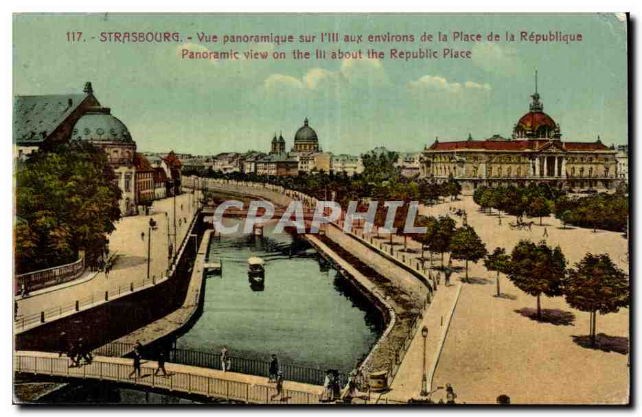 Strasbourg — Vue panoramique sur l'Ill aux environs de la Place de la République — n°117