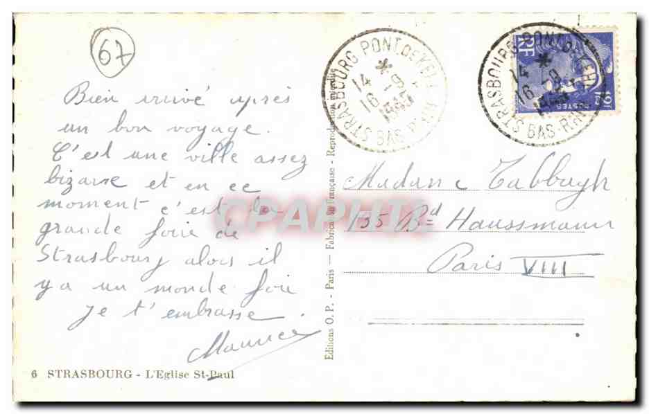 Starsbourg - Strassburg - L'Eglise St Paul - CPA  — Verso