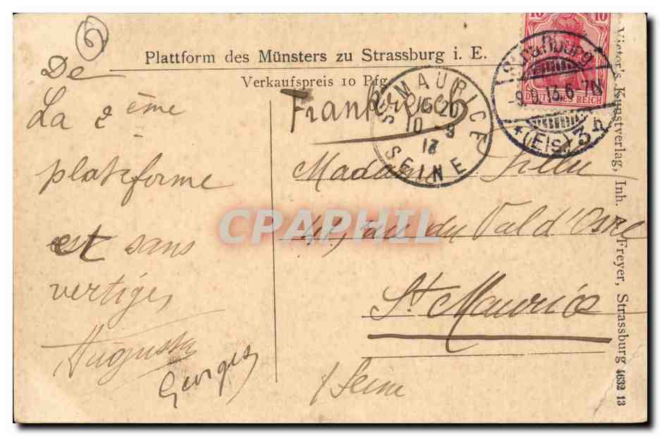 Strasbourg - Cathédrale — vue de la plateforme — éditeur Treyer, Strasbourg — Rückseite