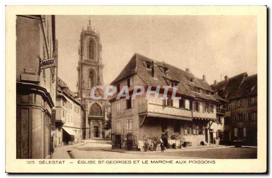 Sélestat — Église Saint-Georges et le marché aux poissons — Éditeur Braun & Cie, Imp. Mulhouse-Dornach, n° 325