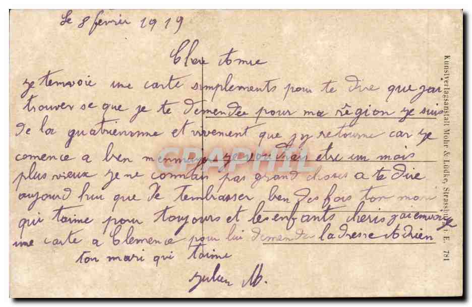 Strasbourg - Strassburg - Schiffleutstaden CPA  — Rückseite