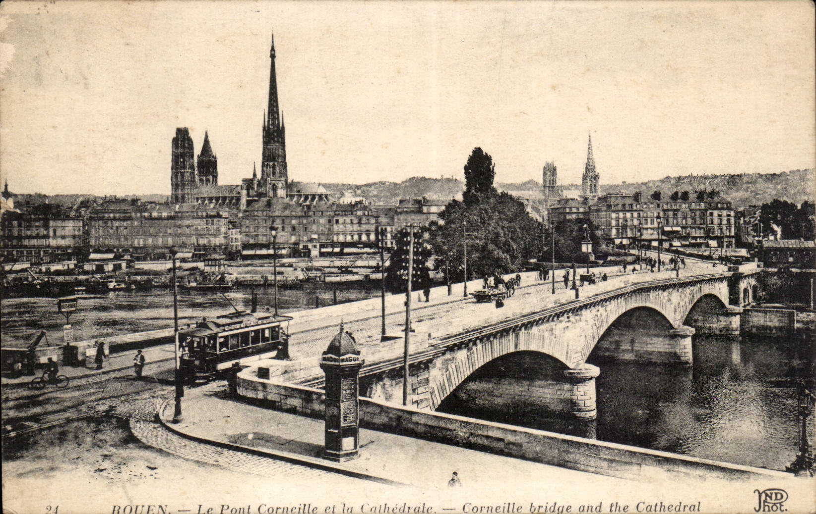 Rouen Le Pont Corneille et la Cathedrale - CPA 