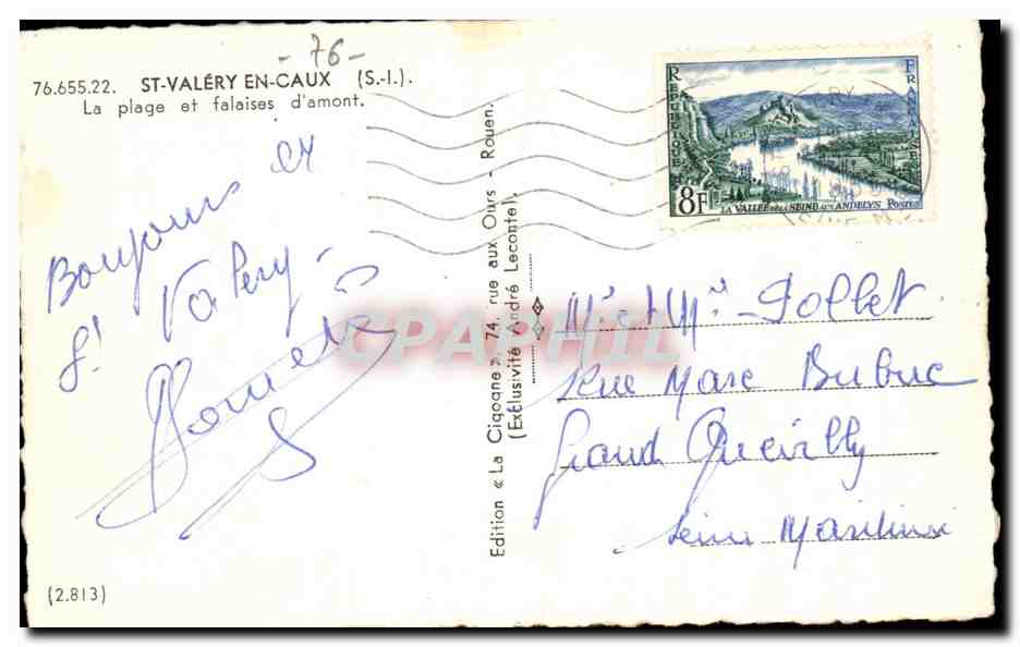 Saint Valery en Caux - La Plage et falaises d'amont CPA  — Rückseite