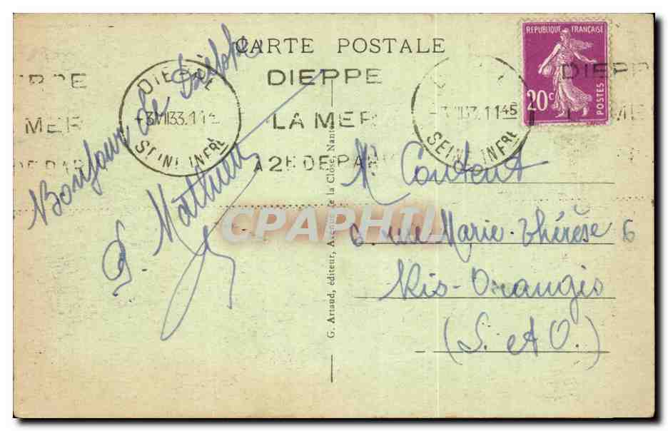 Dieppe - Vue sur le Casino et la Mer CPA  — Rückseite