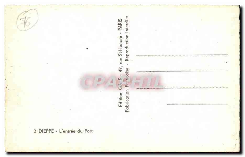 Dieppe - L' Entree du Port CPA  — Rückseite