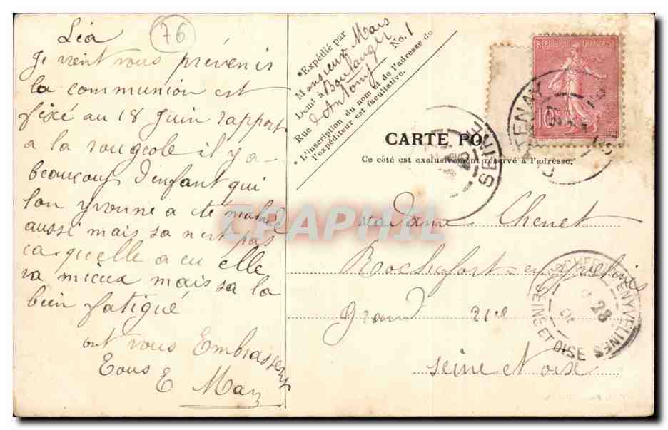 Dieppe - Le Nouveau Pont de Fer CPA  — Verso