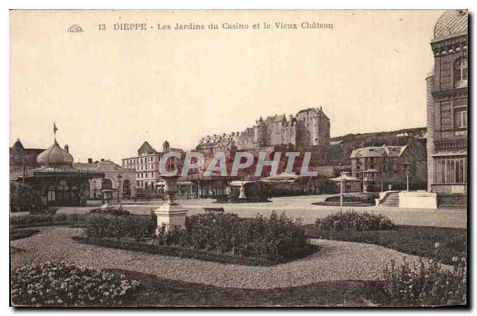 Dieppe - Les Jardins du Casino et le Vieux Chateau - CPA 
