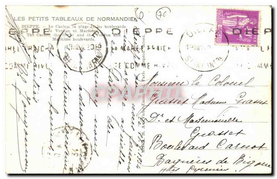 Dieppedalle - Le Casino la plage et les boulevards - CPA  — Verso