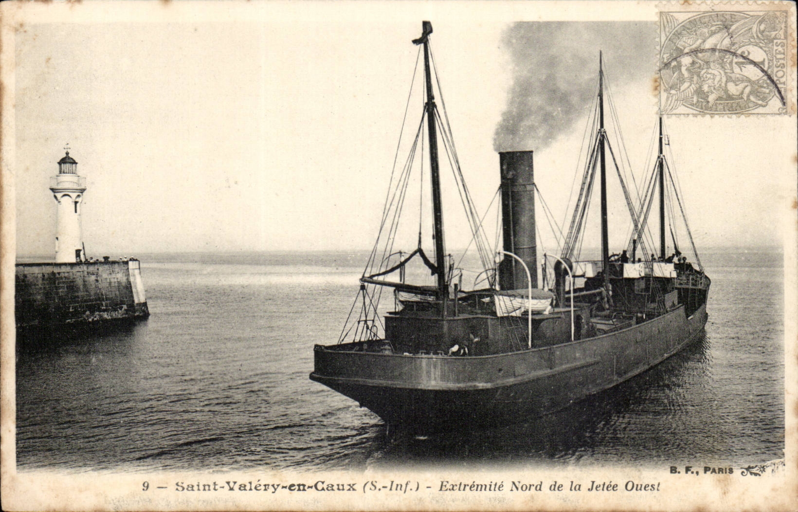 Saint Valery en Caux - Extremite Nord de la Jetee Ouest - bateau - voilier - CPA 