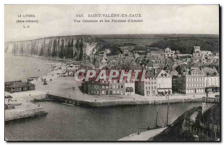 Saint Valery en Caux - Vue Generale et les Falaises d'amont - CPA 