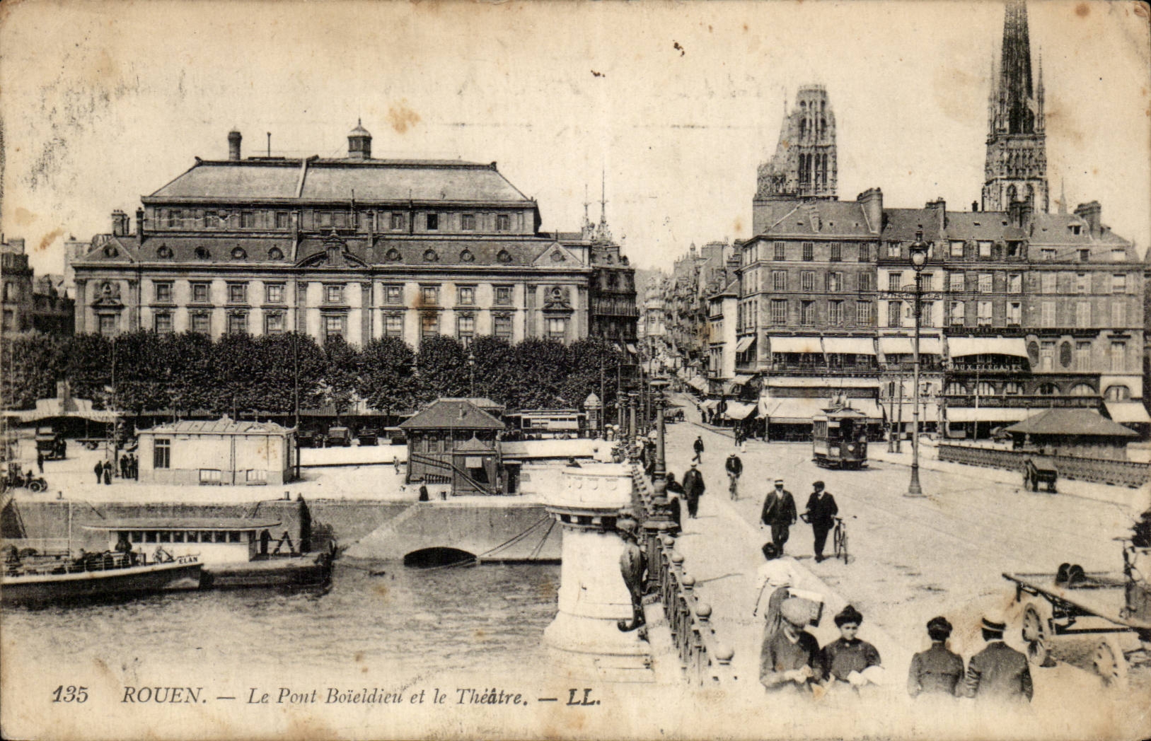 Rouen - Le Pont Boieldieu et le Theatre - CPA 