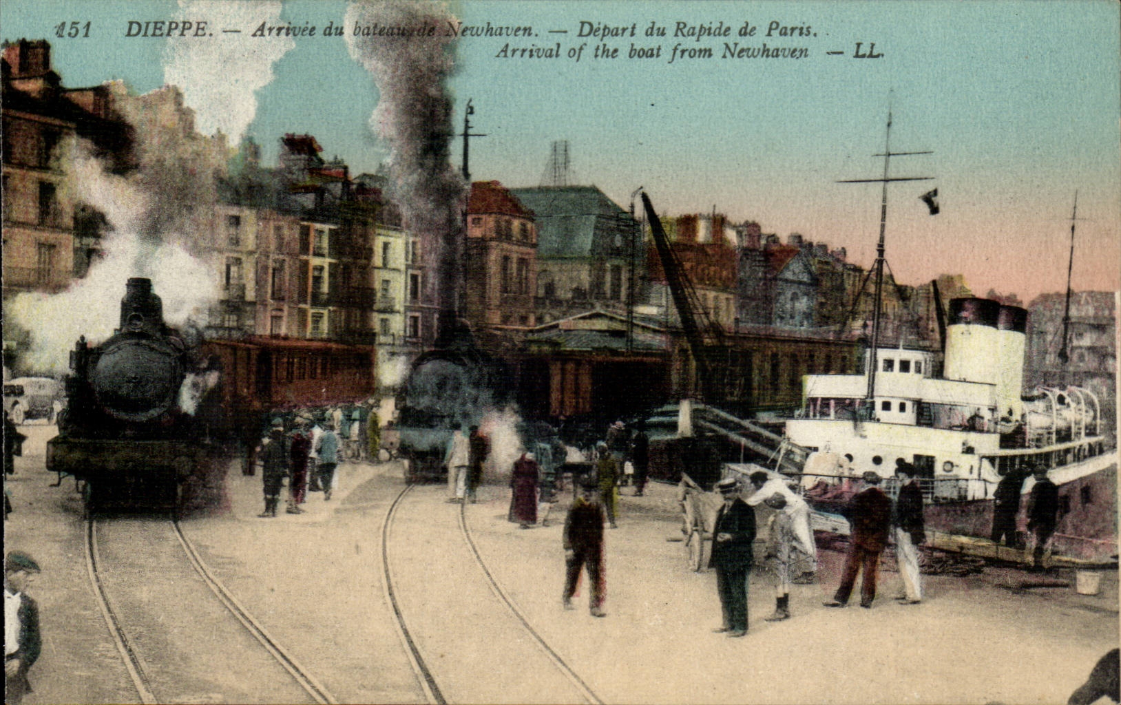 Dieppe — Arrivée du bateau de Newhaven — Départ du Rapide de Paris — LL