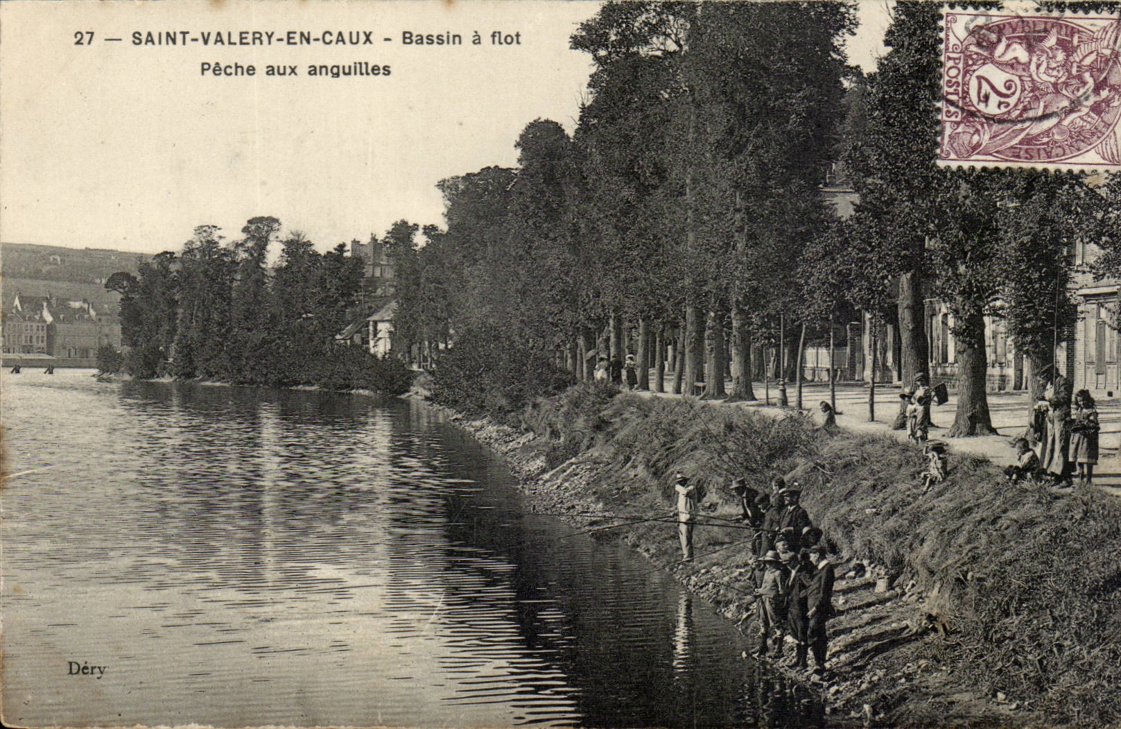 Saint Valery en Caux - Bassin a flot - Peche aux anguilles - eel fishing CPA 