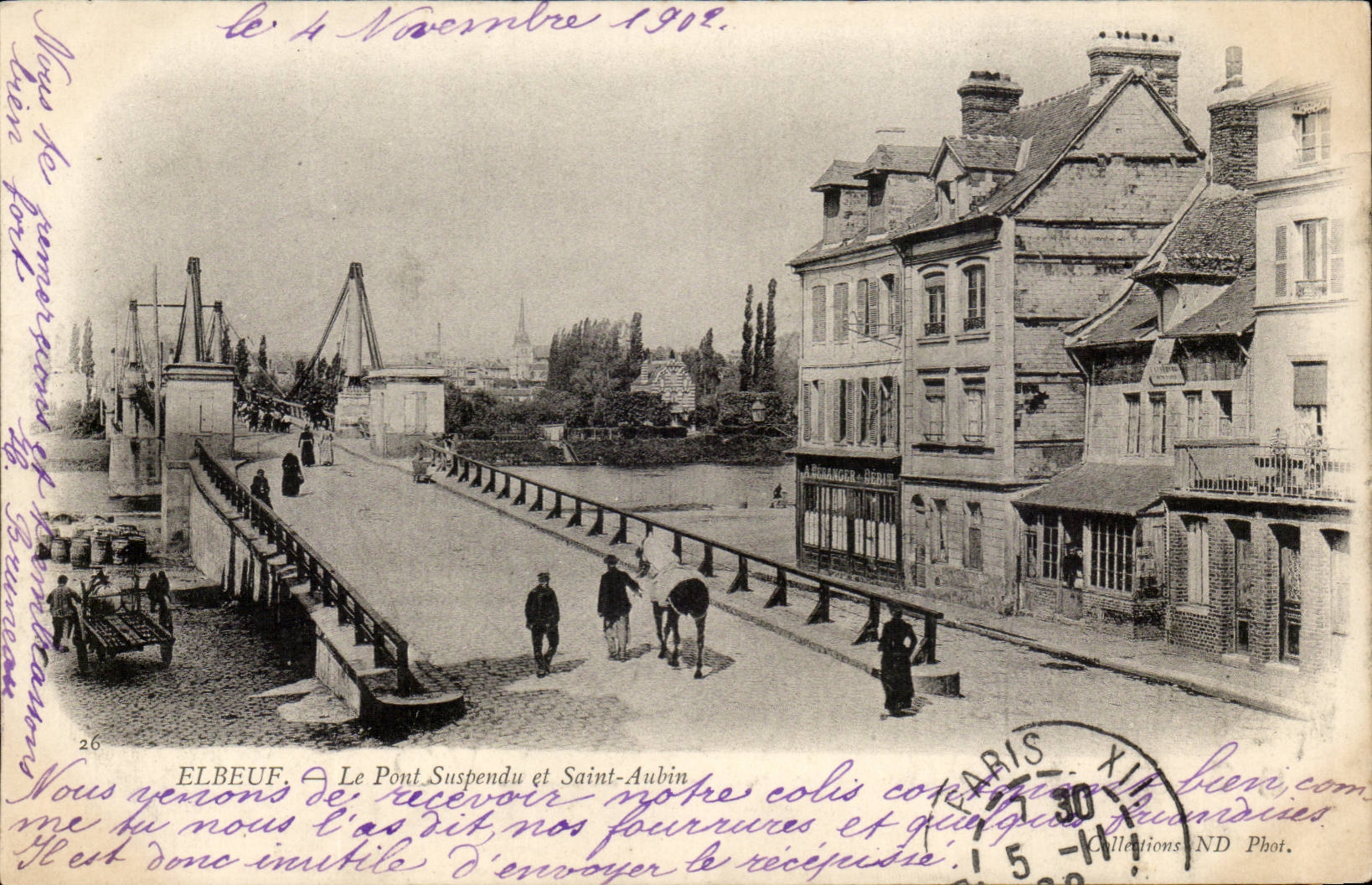 Elbeuf - Le Pont suspendu et Saint Aubin CPA 