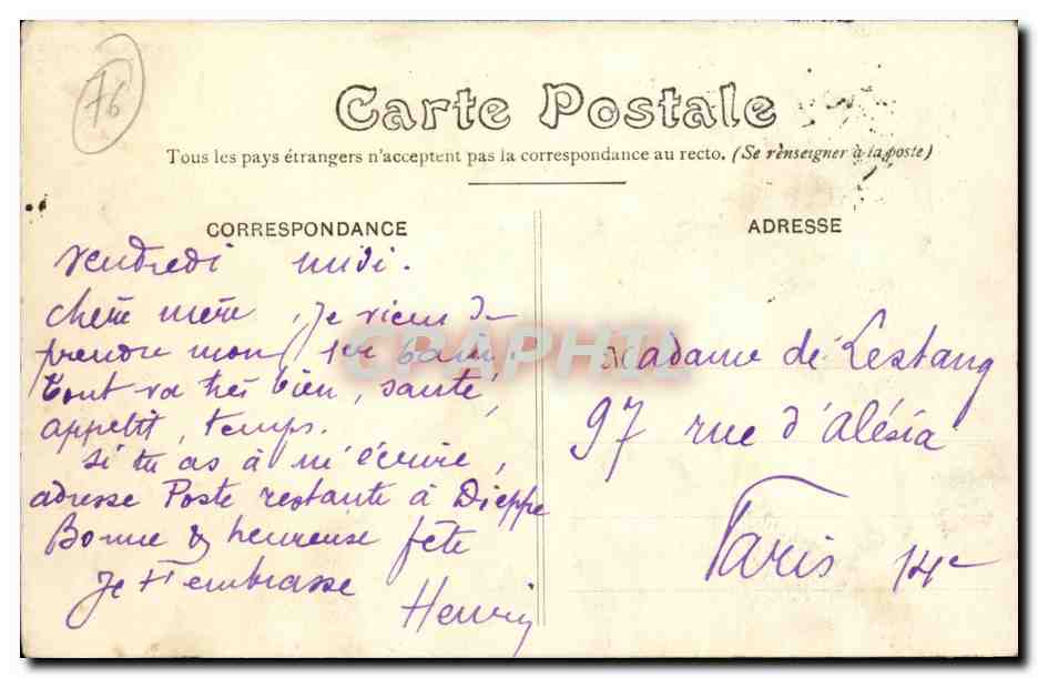 Dieppe - Le Casino et la Plage CPA  — Rückseite
