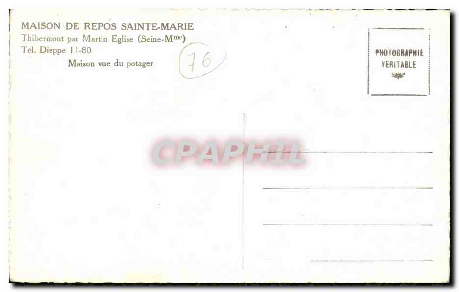 Dieppe - Maison de Repos Sainte Marie - Thibermont par Martin Eglise Tel 11 - 80 - CPA  — Rückseite