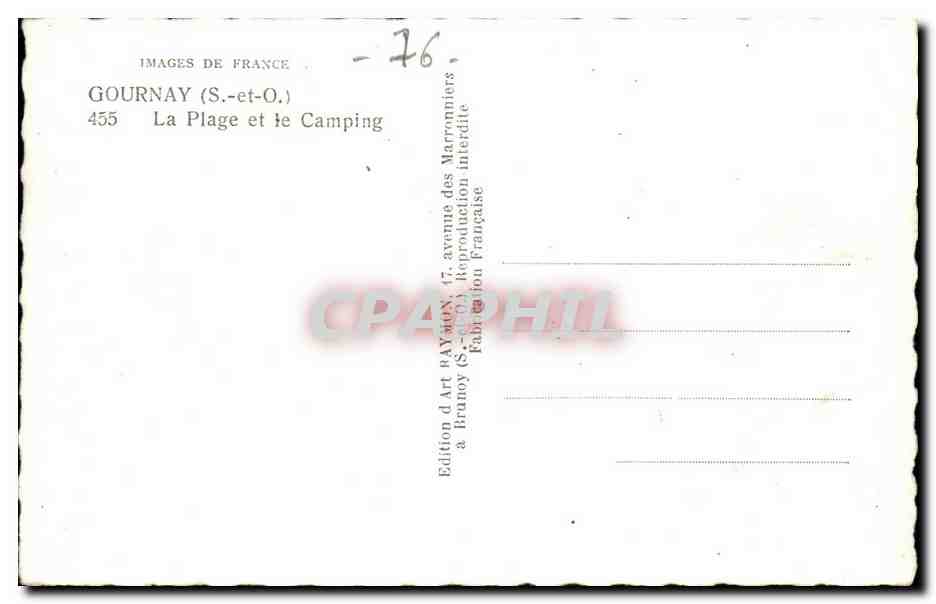 Gournay - La Plage et le Camping - CPA  — Rückseite