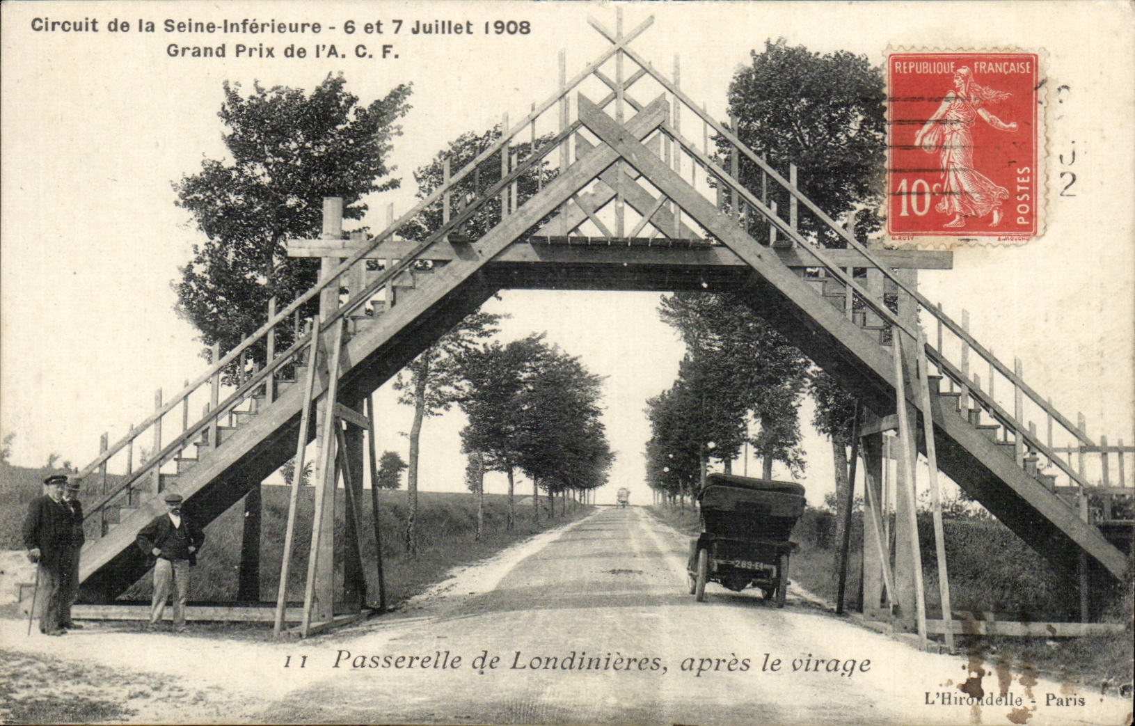 Passerelle de Londinières — après le virage — Circuit de la Seine-Inférieure, Grand Prix de l'A.C.F. — L'Hirondelle, Paris